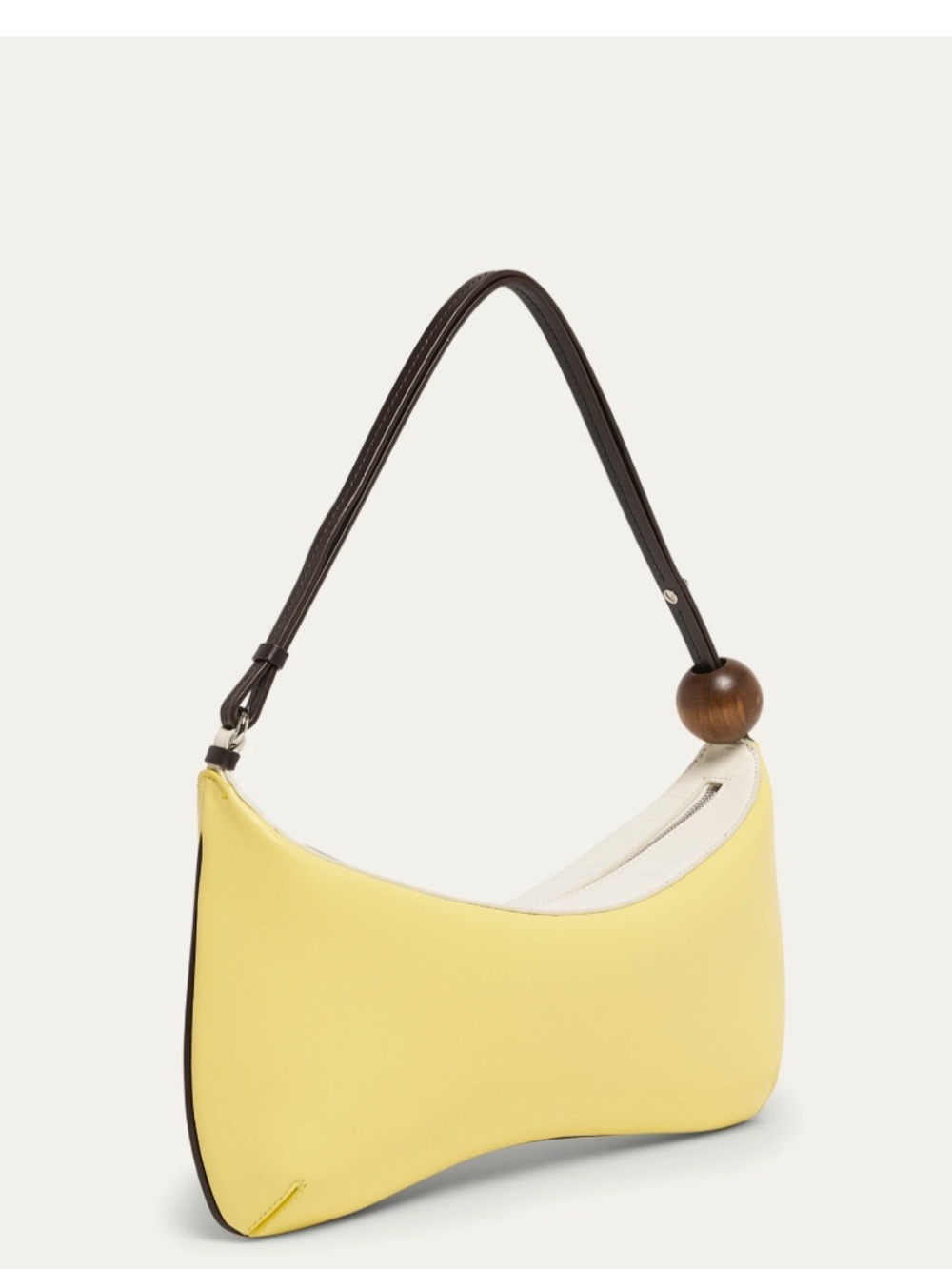 Authentic JACQUEMUS Le Grand Bisou Perle Leather Shoulder Bag Yellow - Picture 4 of 5